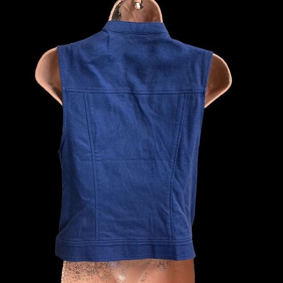 ROCK & REPUBLIC Women’s Blue Moto Studded Vest Size Medium - Picture 12 of 12